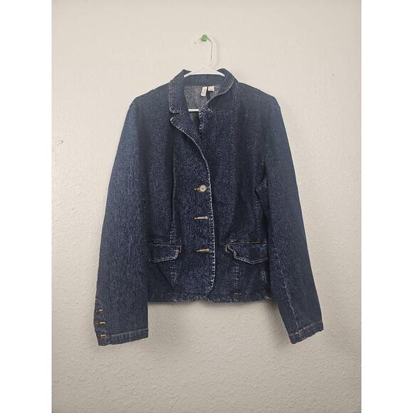 St. John's Bay Jackets & Blazers - St John's Bay Blue Denim Jacket XL 5-Button Pocket Flaps Collarless